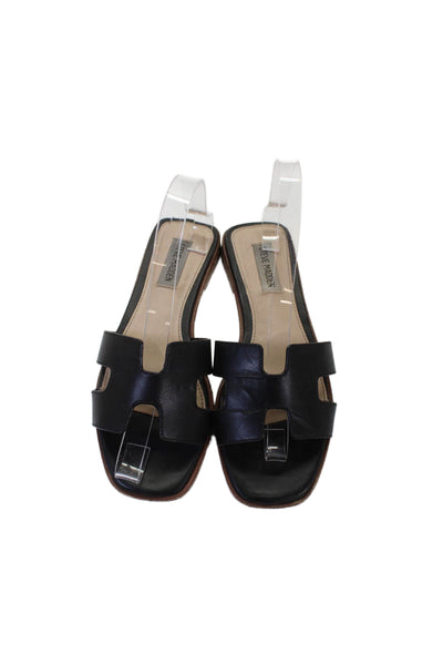 Steve Madden Womens Leather Slide On Sandals Black Size 7.5