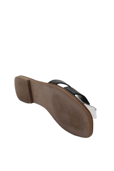 Steve Madden Womens Leather Slide On Sandals Black Size 7.5