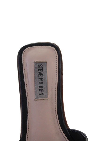 Steve Madden Womens Leather Slide On Sandals Black Size 7.5