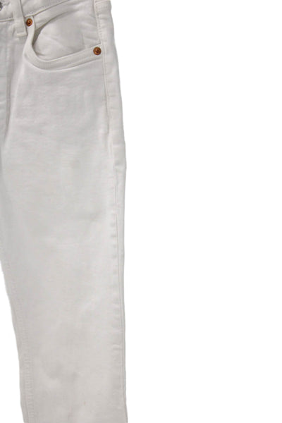 Zara Women 90s Straight Cropped White High Rise Jeans Size 0