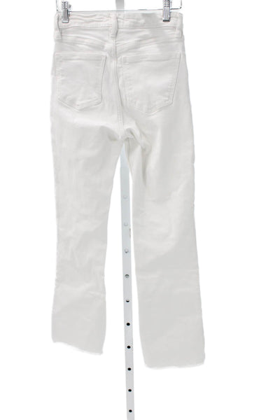 Zara Women 90s Straight Cropped White High Rise Jeans Size 0