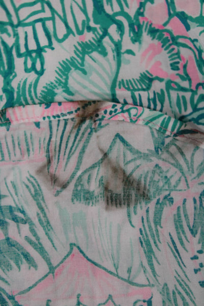 Lilly Pulitzer Women Green Rayon Collared Button Up Animal Print Blouse Size XS