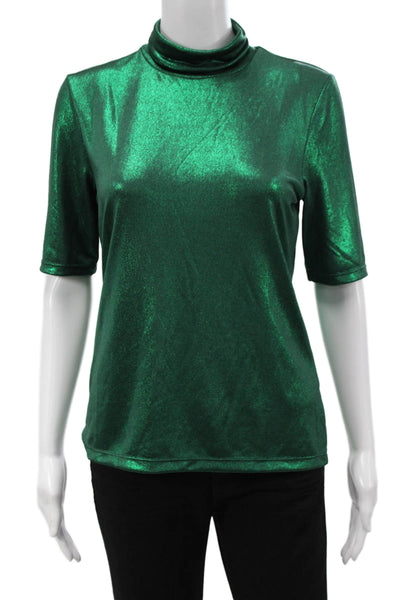 Lauren Ralph Lauren Womens Green Mock Neck Short Sleeve Rayon Top Size S