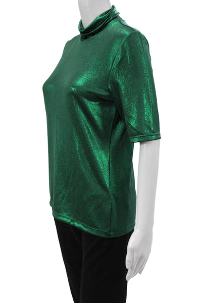 Lauren Ralph Lauren Womens Green Mock Neck Short Sleeve Rayon Top Size S