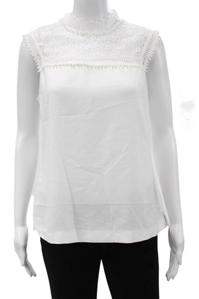 Ted Baker London Women White High Neck Sleeveless Blouse Polyester Size 2