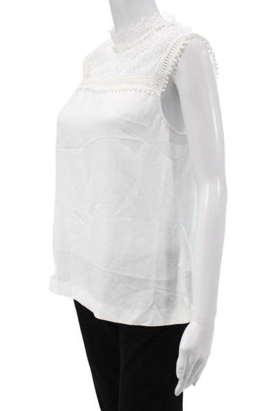 Ted Baker London Women White High Neck Sleeveless Blouse Polyester Size 2