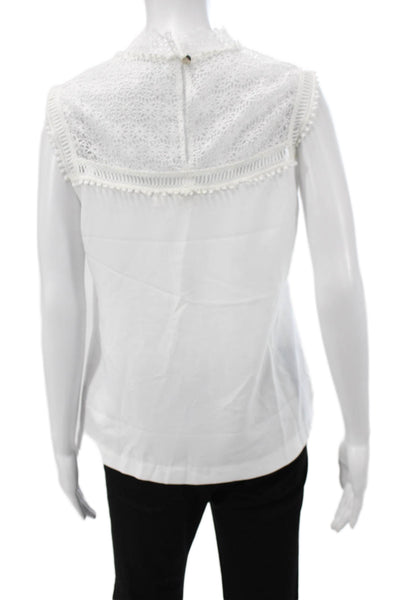 Ted Baker London Women White High Neck Sleeveless Blouse Polyester Size 2