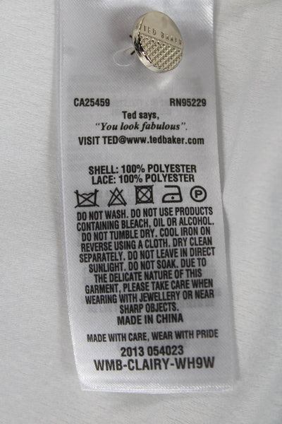 Ted Baker London Women White High Neck Sleeveless Blouse Polyester Size 2