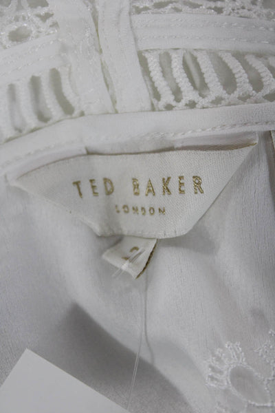 Ted Baker London Women White High Neck Sleeveless Blouse Polyester Size 2