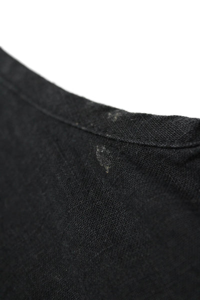 Flax Women Shift T-Shirt Dress Black 100% Linen Short Sleeve Size S