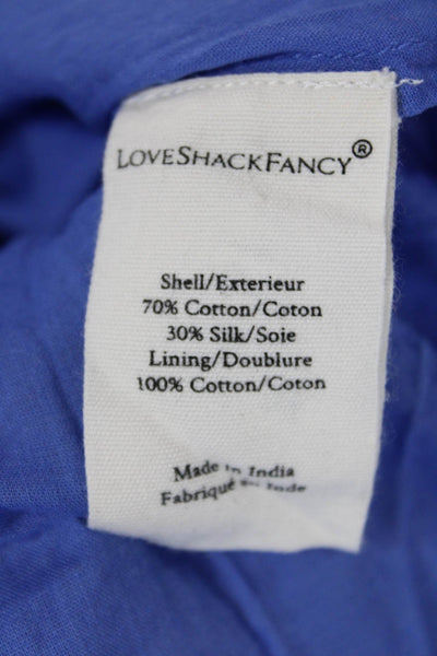 Love Shack Fancy Womens Blouson Mini Dress Blue Floral Long Sleeve Size 2