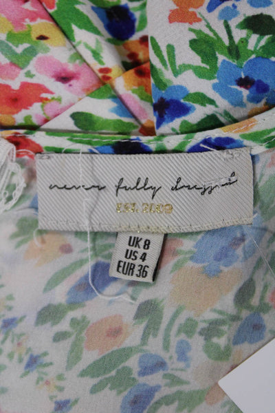 Never Fully Dressed Womens Fit & Flare Mini Floral Dress Multi-Color Size 4