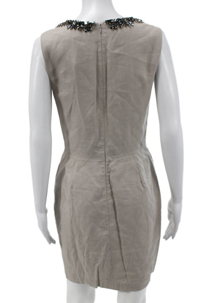 3.1 Phillip Lim Womens Beige Sheath Dress Sleeveless Short Cotton Silk Size 4