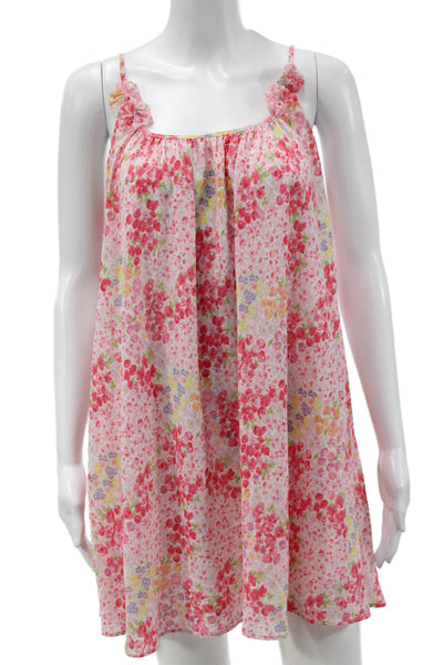 Oscar de la Renta Pink Label Women Pink Floral Slip Dress Sleeveless Size S