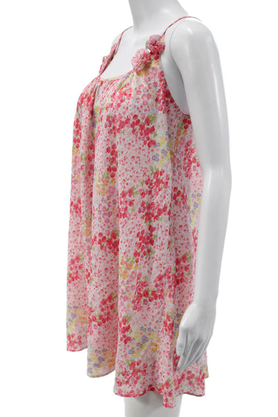 Oscar de la Renta Pink Label Women Pink Floral Slip Dress Sleeveless Size S