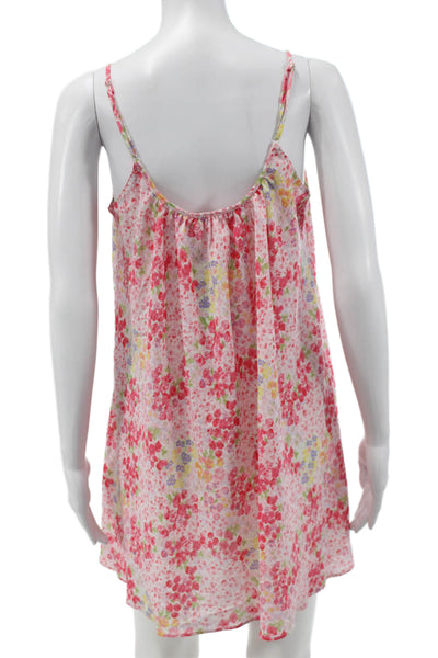 Oscar de la Renta Pink Label Women Pink Floral Slip Dress Sleeveless Size S