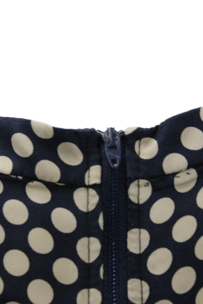 Sea Womens Shift Dress Dark Blue Silk Polka Dot Short Sleeve Round Neck Size 4