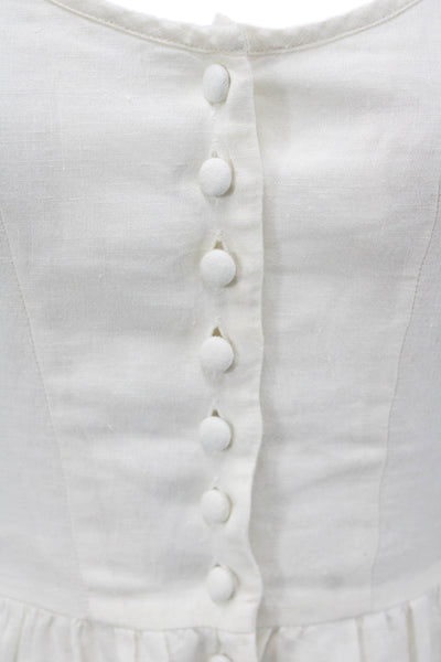 Emerson Fry Women Shirt Dress Midi White 3/4 Sleeve Viscose Linen Size 2XS