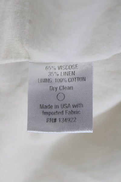 Emerson Fry Women Shirt Dress Midi White 3/4 Sleeve Viscose Linen Size 2XS