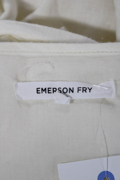 Emerson Fry Women Shirt Dress Midi White 3/4 Sleeve Viscose Linen Size 2XS