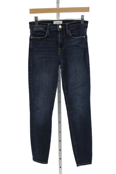 Frame Womens Dark Blue Skinny Ankle Jeans Button Size 25