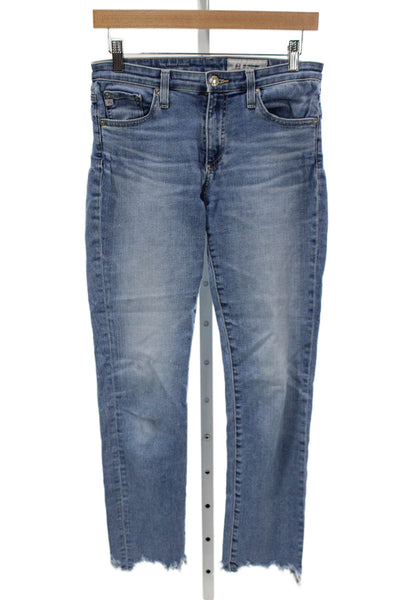 AG Womens Cropped Straight Blue Mid Rise Jeans 26 Inseam Size 26