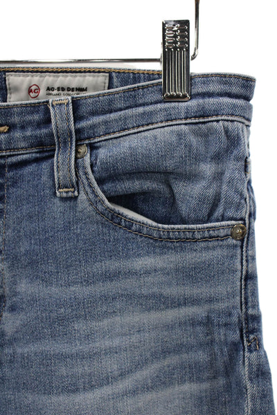 AG Womens Cropped Straight Blue Mid Rise Jeans 26 Inseam Size 26