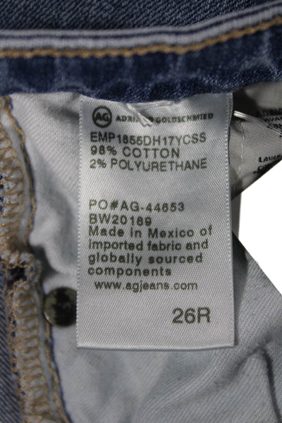 AG Womens Cropped Straight Blue Mid Rise Jeans 26 Inseam Size 26