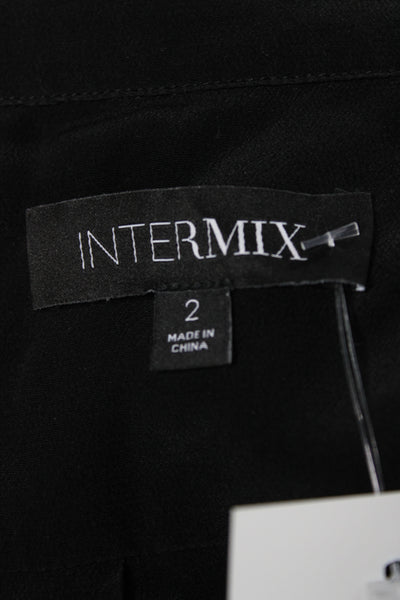 Intermix Womens Jumpsuit Black Silk Collared Long Sleeve Size 2