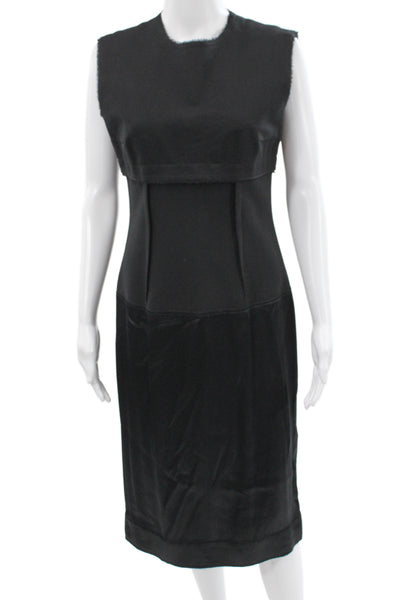 DKNY Womens Black Sleeveless Sheath Dress Crew Neck Mid Calf Zip Size 6