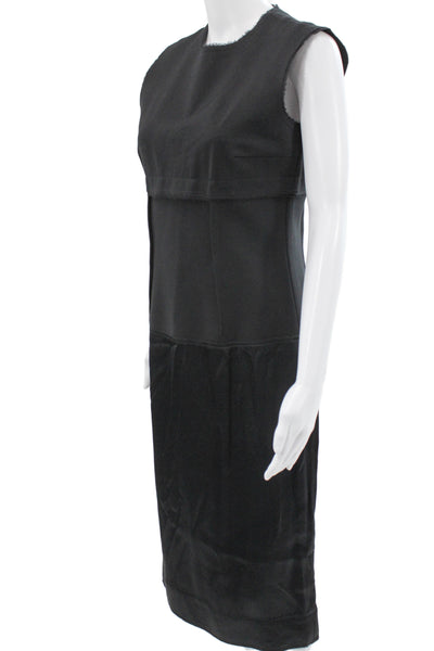 DKNY Womens Black Sleeveless Sheath Dress Crew Neck Mid Calf Zip Size 6