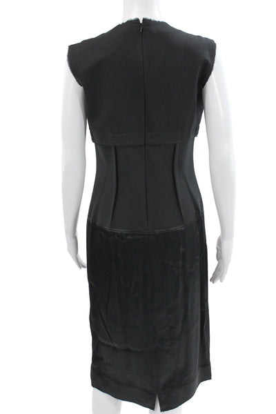 DKNY Womens Black Sleeveless Sheath Dress Crew Neck Mid Calf Zip Size 6