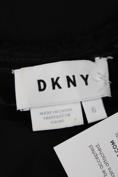 DKNY Womens Black Sleeveless Sheath Dress Crew Neck Mid Calf Zip Size 6