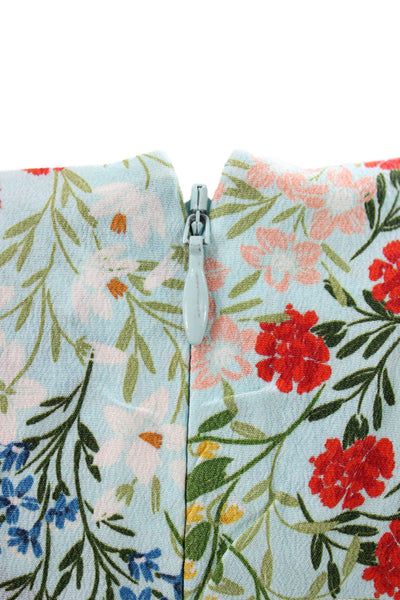Intermix Women Sundress Silk Floral V-Neck Light Blue Size 0 Petite