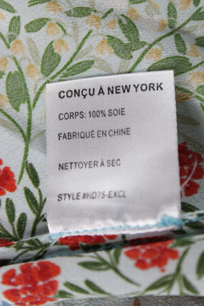 Intermix Women Sundress Silk Floral V-Neck Light Blue Size 0 Petite