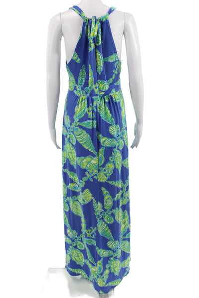 Lilly Pulitzer Womens Silk V-Neck Sleeveless Maxi Tank Dress Blue Tie Size M