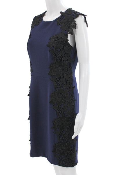 Betsey Johnson Womens Dark Blue Floral Sheath Dress Sleeveless Zip Size 6
