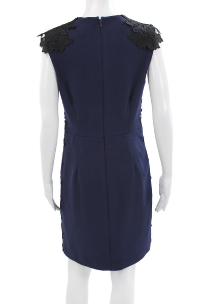 Betsey Johnson Womens Dark Blue Floral Sheath Dress Sleeveless Zip Size 6
