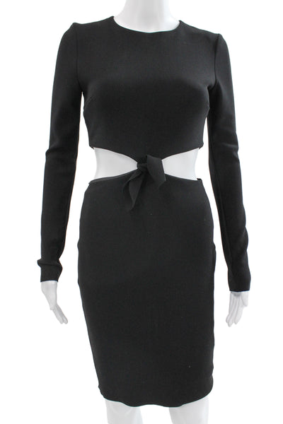 Bec & Bridge Women Bodycon Pencil Dress Black Crew Neck Long Sleeve Size 4