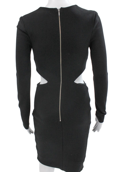 Bec & Bridge Women Bodycon Pencil Dress Black Crew Neck Long Sleeve Size 4