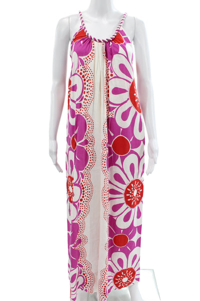 Farm Rio Womens Maxi Floral Purple Sleeveless Zip Jumpsuit Size 2XS