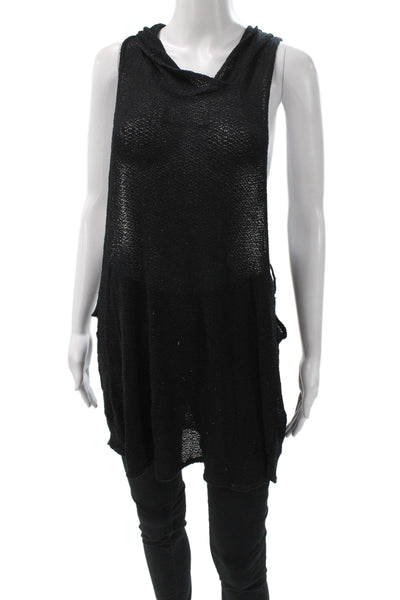 Vitamin A Womens Vest Hoodie Black Sleeveless Size L