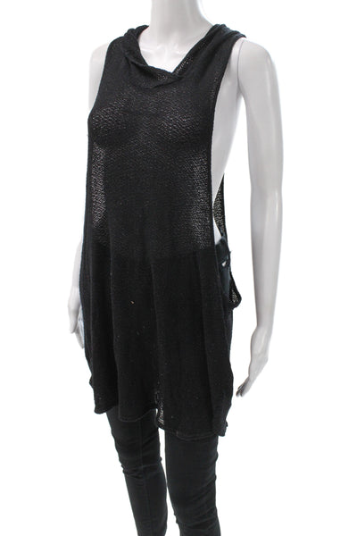 Vitamin A Womens Vest Hoodie Black Sleeveless Size L