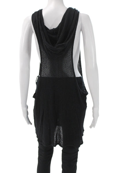 Vitamin A Womens Vest Hoodie Black Sleeveless Size L