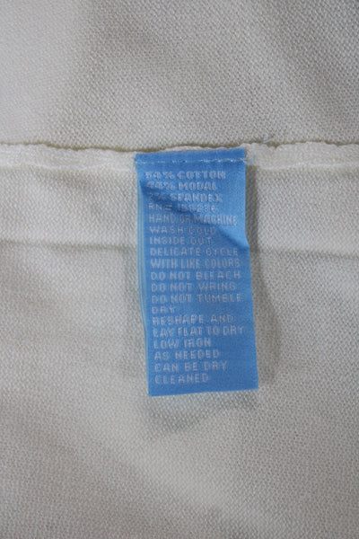 J. Mclaughlin Women Basic Long Sleeve T Shirt White Crew Neck Button Size L