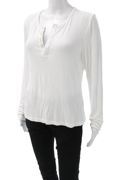 Favorite Daughter Womens White Modal Blend Long Sleeve Button Up Top Size XL