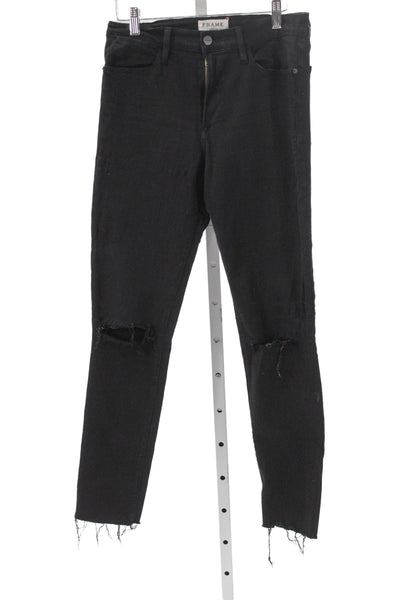 Frame Denim Women Ankle Skinny Black High Rise Jeans Size 30