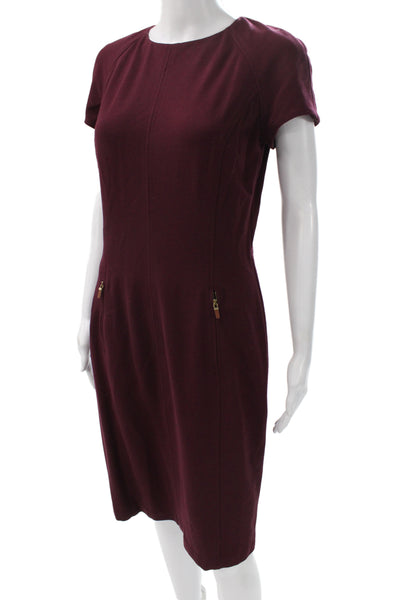 Lauren Ralph Lauren Women Sheath Dress Purple Short Sleeve Knee-Length Size 6