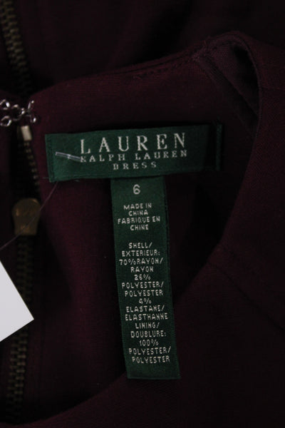 Lauren Ralph Lauren Women Sheath Dress Purple Short Sleeve Knee-Length Size 6