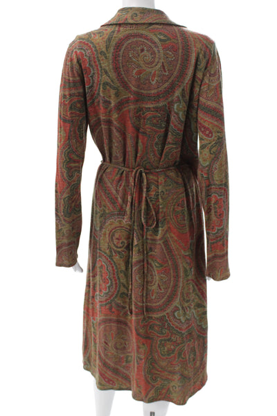 Lauren Ralph Lauren Women Brown 90s Wrap Dress Wool Blend Midi Size L